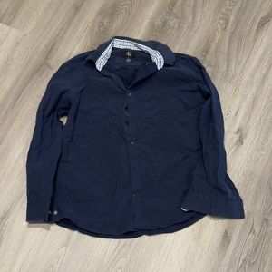 Calvin Klein Dark Blue Button Up Dress Shirt Long Sleeve Men Size M